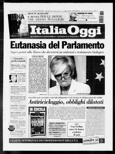 Italia oggi : quotidiano di economia finanza e politica